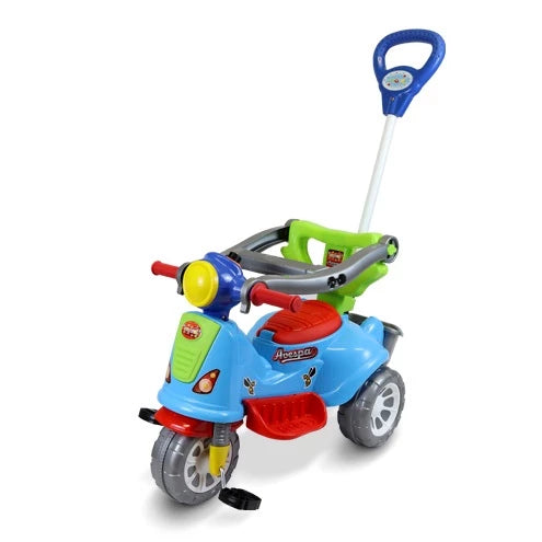 Triciclo Infantil 2 em 1 Maral Avespa – Passeio com Haste Empurrador e Pedal, Anel de Proteção, 12 Meses a 5 Anos