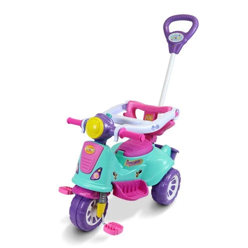 Triciclo Infantil 2 em 1 Maral Avespa – Passeio com Haste Empurrador e Pedal, Anel de Proteção, 12 Meses a 5 Anos