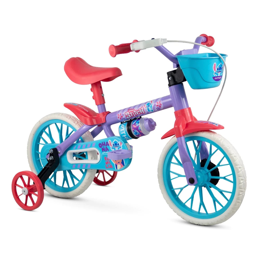 Bicicleta Infantil Aro 12 com Rodinhas para Meninas – Quadro Aço Carbono, Freio a Tambor e Selim Regulável, 2 a 5 Anos