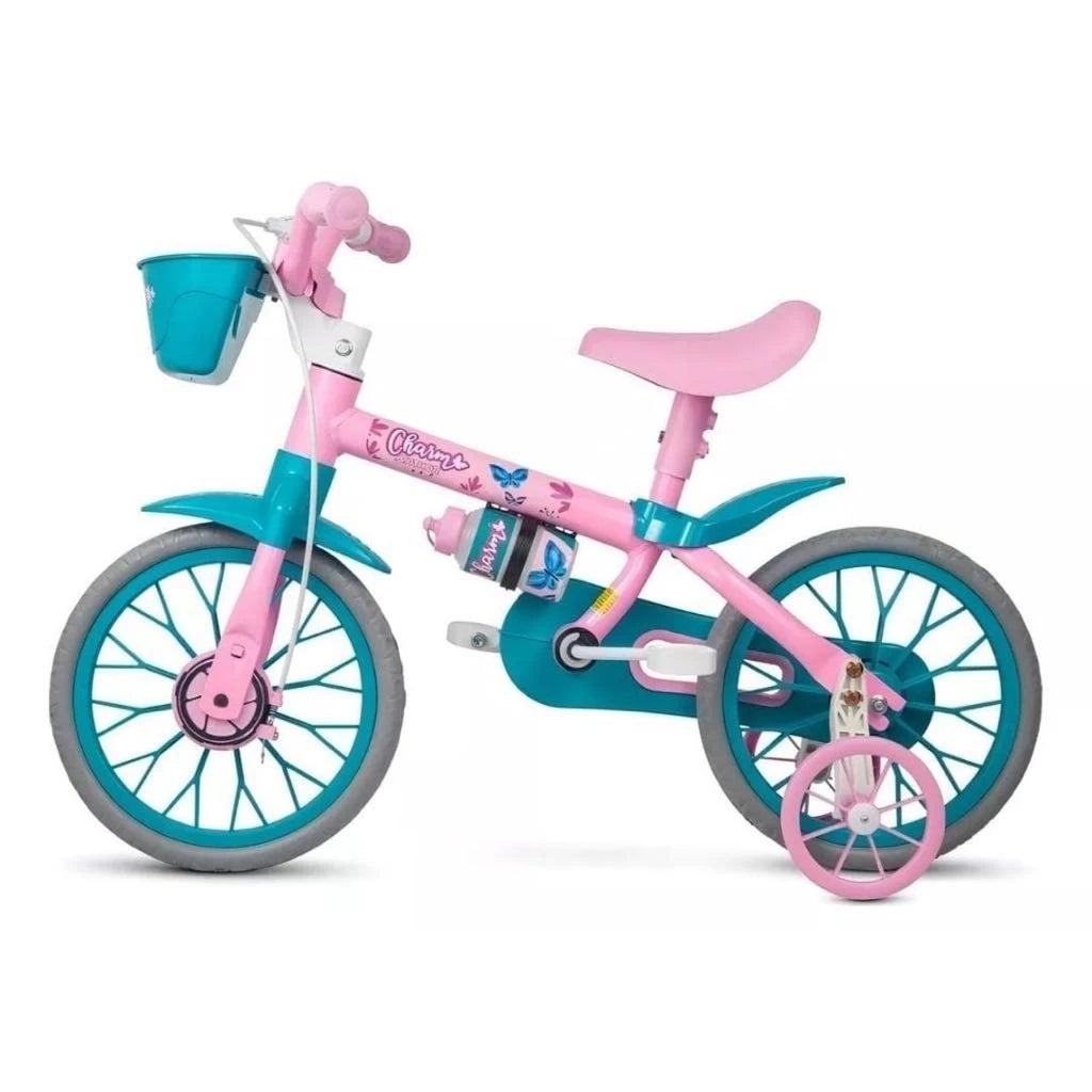 Bicicleta Infantil Aro 12 com Rodinhas para Meninas – Quadro Aço Carbono, Freio a Tambor e Selim Regulável, 2 a 5 Anos