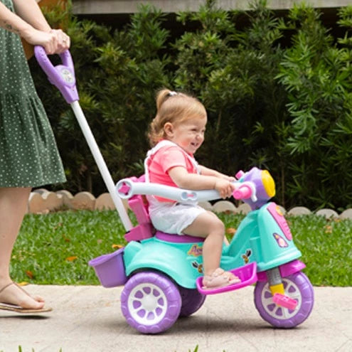 Triciclo Infantil 2 em 1 Maral Avespa – Passeio com Haste Empurrador e Pedal, Anel de Proteção, 12 Meses a 5 Anos