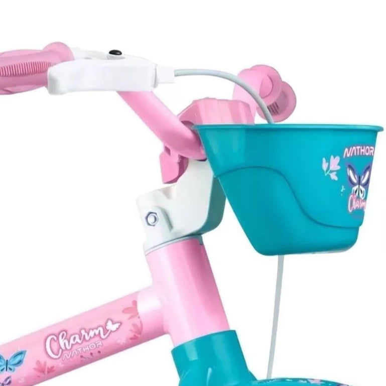 Bicicleta Infantil Aro 12 com Rodinhas para Meninas – Quadro Aço Carbono, Freio a Tambor e Selim Regulável, 2 a 5 Anos