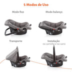 Bebê Conforto Voyage Beta Cinza Mescla – 5 Modos de Uso, Almofada Redutora, Capota e Cinto 3 Pontos, do Nascimento até 13kg