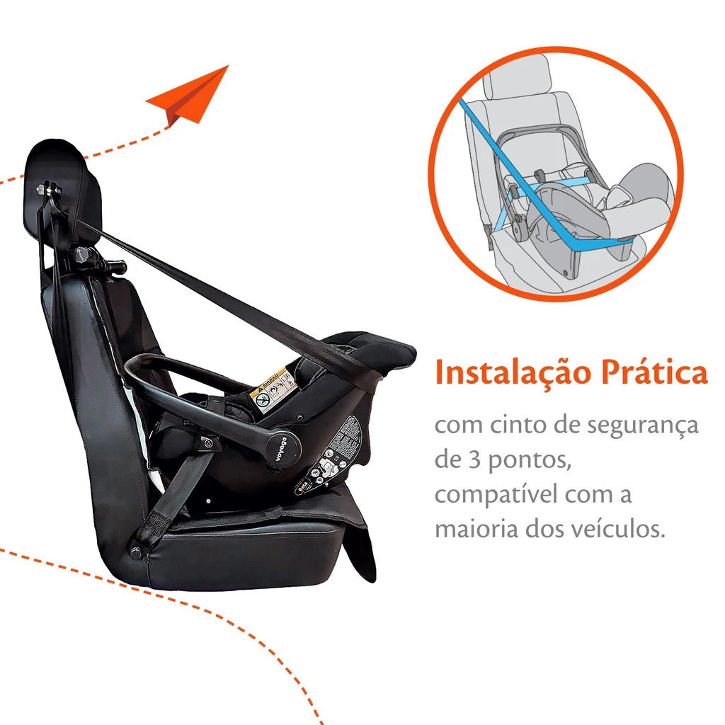 Bebê Conforto Voyage Beta Cinza Mescla – 5 Modos de Uso, Almofada Redutora, Capota e Cinto 3 Pontos, do Nascimento até 13kg