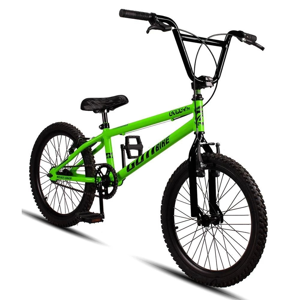 Bicicleta Infantil Aro 20 BMX Gottbike Verde e Preto – Quadro Aço, Freio V-Brake, Aro Aero Alumínio 36 Furos, para Iniciantes de 6 a 12 Anos