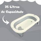 Banheira Dobrável Infantil KaBaby 35L Antiderrapante – Esvaziamento Rápido, Profundidade Regulável, Compacta e Portátil, do Nascimento até 40kg