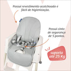 Cadeira de Alimentação Portátil KaBaby Gourmet 4 em 1 com Rodas – Bandeja Ajustável, Encosto Reclinável, Mesa de Atividades, 6 Meses até 25kg