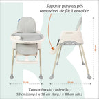 Cadeira de Alimentação Portátil KaBaby Gourmet 4 em 1 com Rodas – Bandeja Ajustável, Encosto Reclinável, Mesa de Atividades, 6 Meses até 25kg