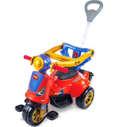 Triciclo Infantil 2 em 1 Maral Avespa – Passeio com Haste Empurrador e Pedal, Anel de Proteção, 12 Meses a 5 Anos